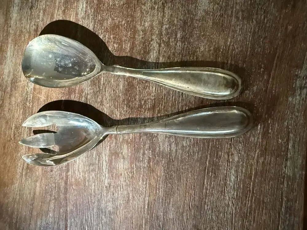 Godinger Silver Plated Salad Serving Set Fork and Spoon